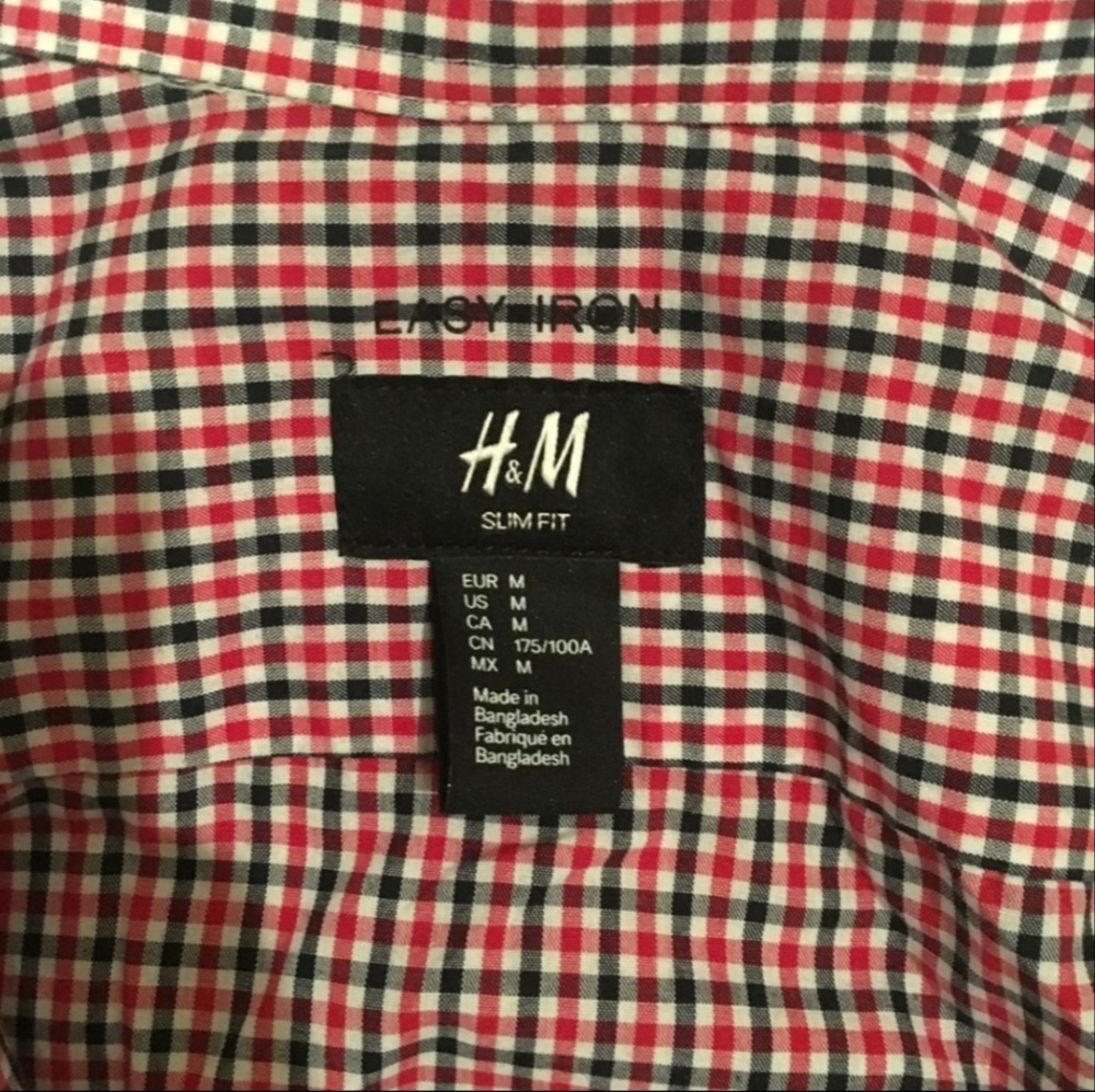 H & M plaid long sleeve button up dress shirt